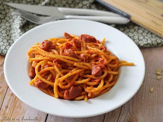 Spaghettis poivrons gésiers,spaghetti aux poivrons grillés,spaghettis aux poivrons