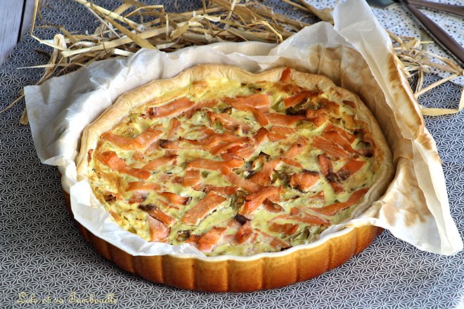 Tarte fondante aux poireaux & saumon fumé • Recette de Lolo et sa