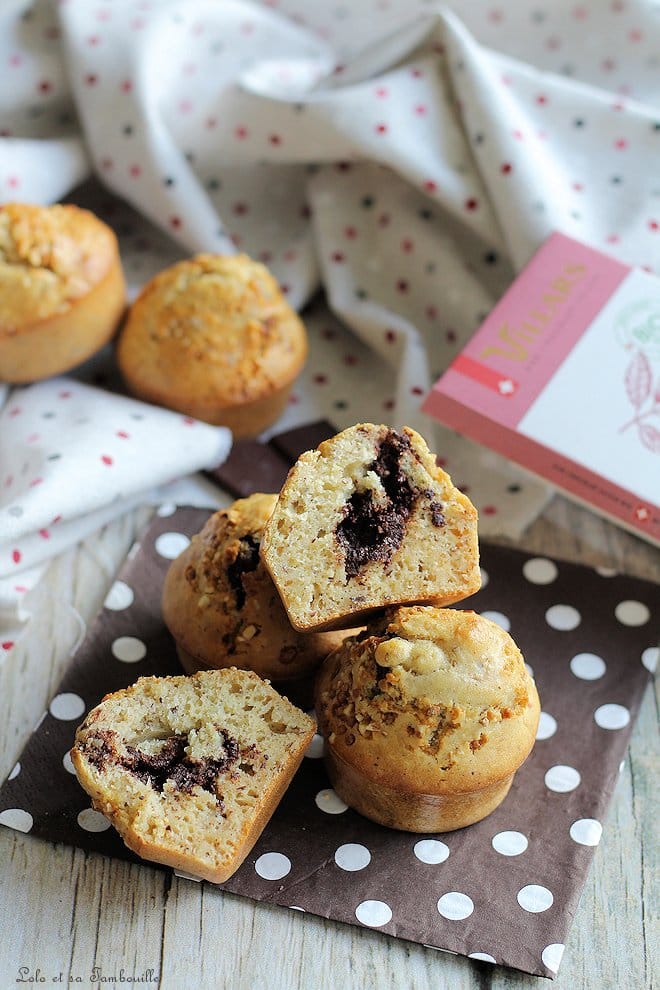 Muffins miel & noisettes {coeur chocolat}