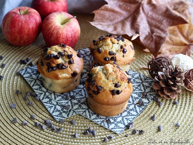 Muffins à la pomme,muffins pomme chocolat