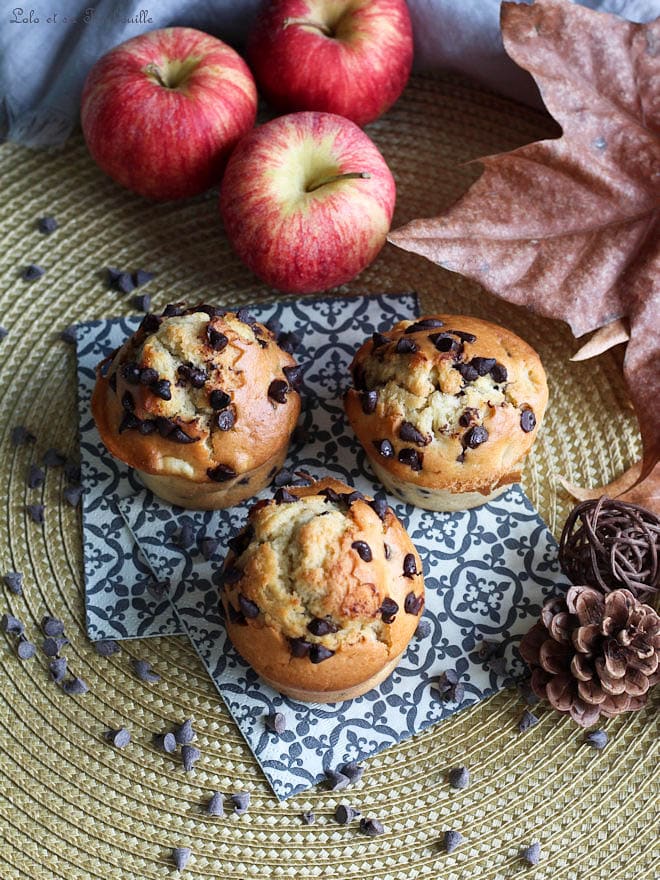 muffins pomme chocolat, recette de muffins à la pomme