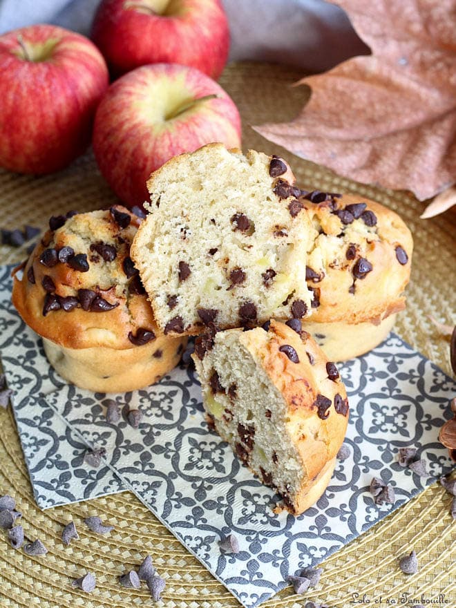 recette de muffins facile, muffins avec pomme et chocolat