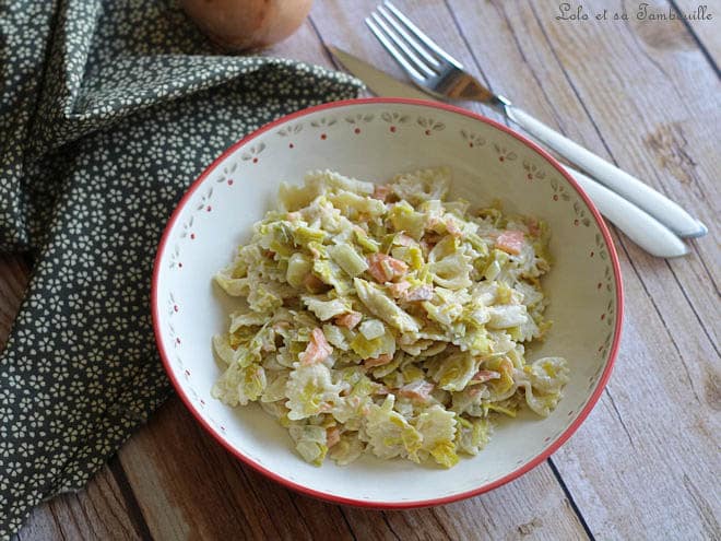 Farfalles à la fondue de poireaux