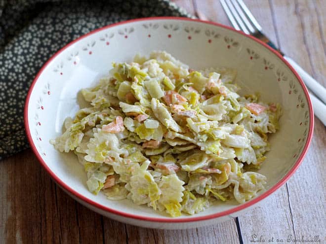 Farfalles à la fondue de poireaux