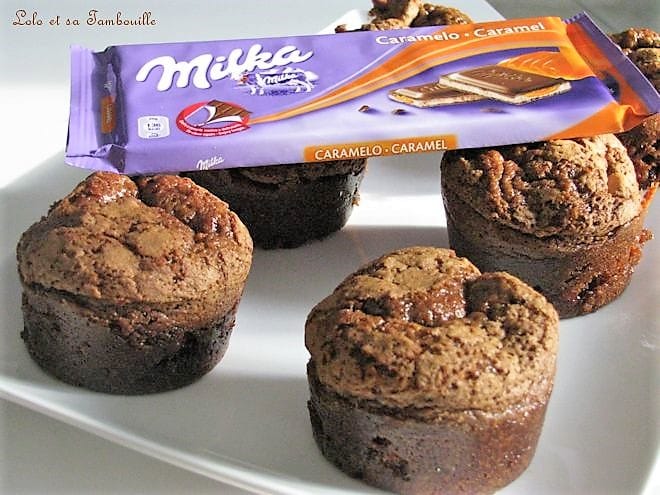Muffins au chocolat caramel {coeur de spéculoos crunchy}