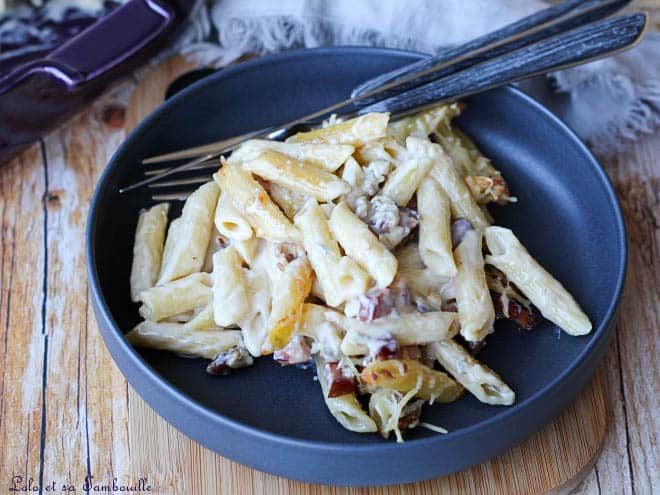 Gratin de pâtes au gorgonzola,gratin pates gorgonzola lardons,gratin de pate gorgonzola