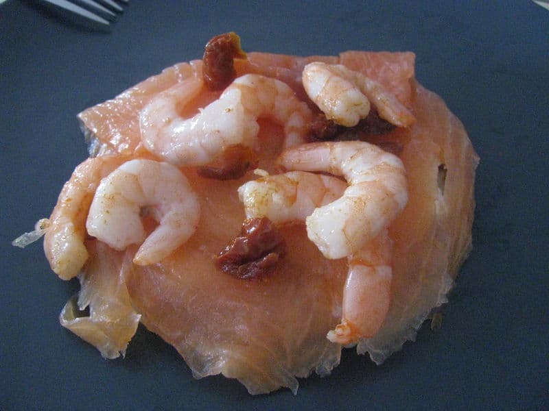 Blinis au saumon fumé & crevettes