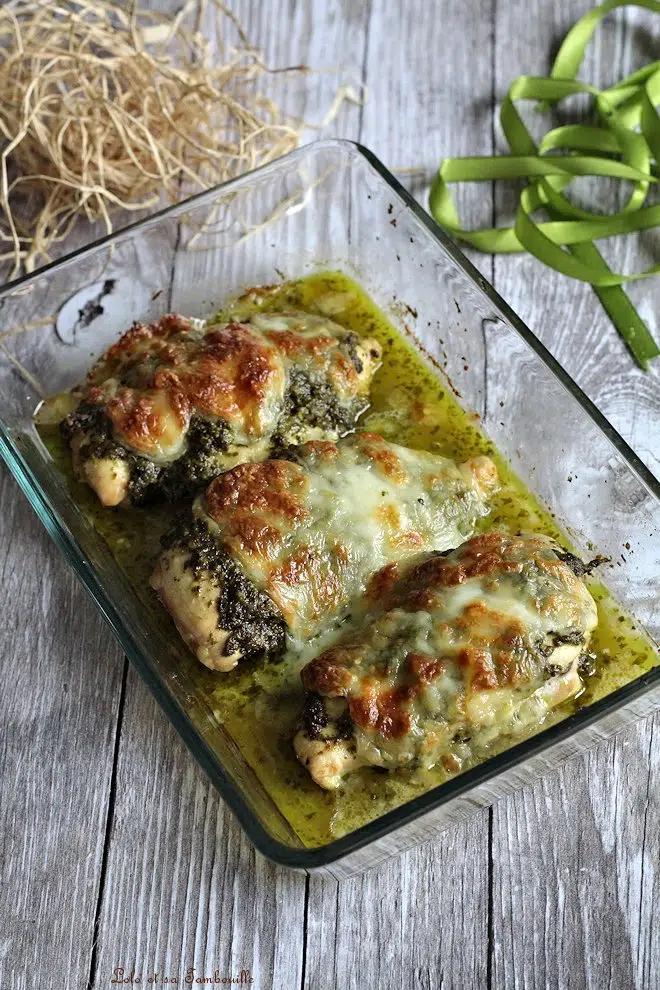 Poulet au pesto & mozzarella • Recette de Lolo et sa tambouille