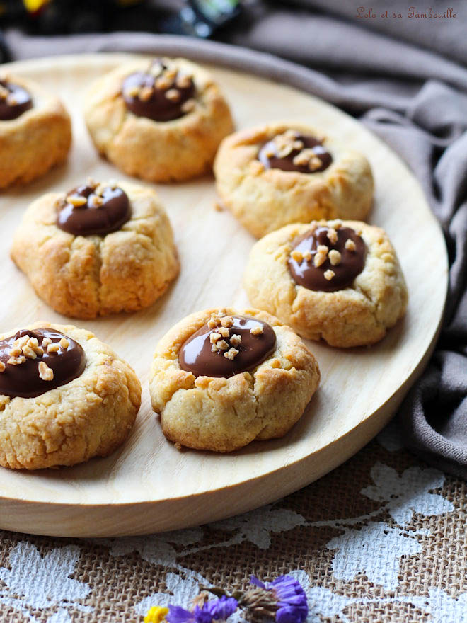 thumbprints cookies, biscuits sablés ganache chocolat, recette thumbprints