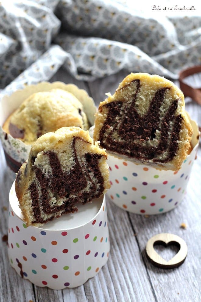 Muffins marbrés {chocolat & vanille}