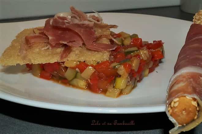 Tartare de légumes au jambon de Bayonne & tuiles de parmesan