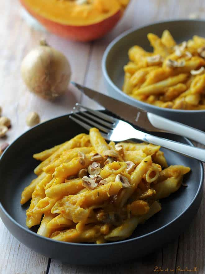 One pot pasta au potimarron & champignons