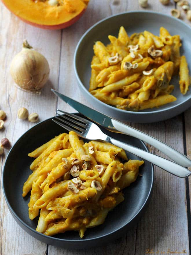 One pot pasta au potimarron & champignons