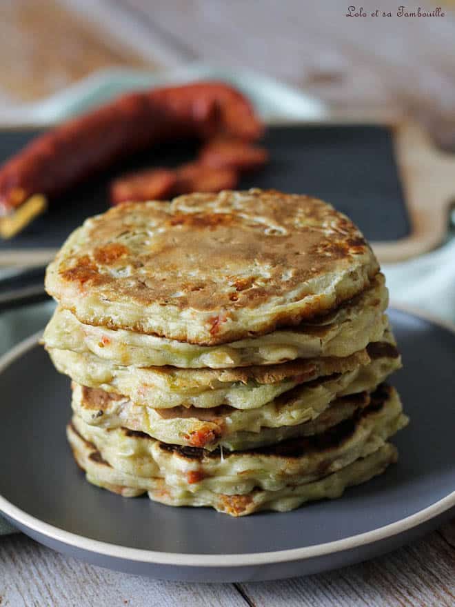 Pancakes aux poireaux & chorizo