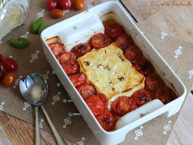 feta rôtie aux tomates cerises,feta rotie tomates cerises,feta rotie,feta rotie recette