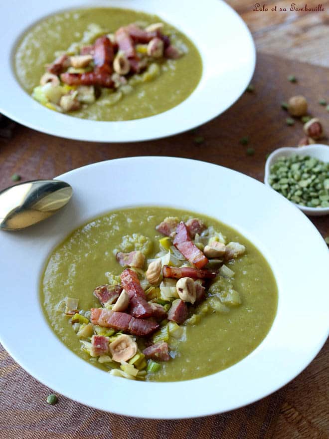 Soupe de pois cassés aux lardons & noisettes • Lolo et sa tambouille