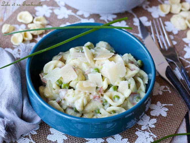 one pot pasta aux petits pois,one pot pasta petit pois,one pot pasta jambon petit pois,one pot pasta petit pois lardons