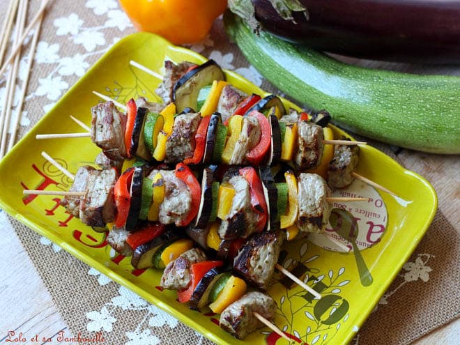 Brochettes de boeuf aux légumes d'été