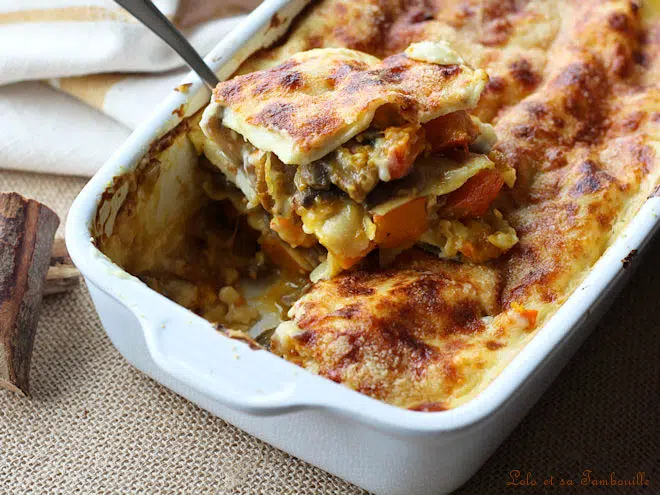 Lasagnes au potimarron,lasagnes potimarron champignons,lasagnes potimarron,recette lasagnes potimarron champignons,recette lasagne potiron champignon,lasagnes potimarron champignons bacon,lasagnes potimarron champignons lolotambouille,recette lasagnes potimarron champignons lolotambouille,lasagnes avec du potimarron,lasagne avec du potimarron,recette lasagnes à la courge