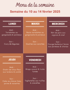 Menu de la semaine du 10 au 14 février 2025,menu de la semaine,menu de la semaine à imprimer,menu de la semaine fevrier,menu de la semaine famille,menu semaine,menu semaine équilibré,menu semaine famille,menu semaine février,menu semaine 13 février,idée menu semaine février,idée menu de la semaine,idée menu de la semaine équilibré,idee menu de la semaine facile,idee menu de la semaine healthy,exemple menu de la semaine,idée menu de la semaine famille,idées menus de la semaine à imprimer,idée repas de la semaine