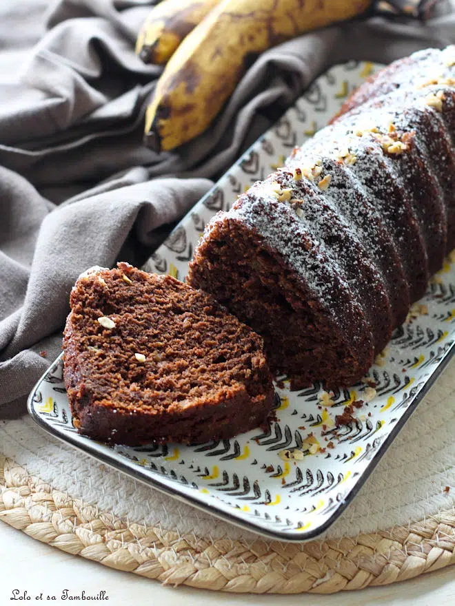 Cake chocolat & bananes cake bananes chocolat sans beurre, recette cake chocolat banane moelleux, Recette cake moelleux banane mûre, recette cake banane chocolat sans beurre