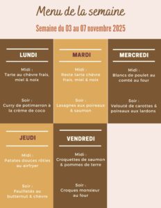 Menu de la semaine du 03 au 07 novembre 2025,Idées repas novembre,idee repas novembre pas cher,idees menu novembre,idées plats novembre,idees repas novembre,Menu du 3 au 7 novembre,Menu de saison novembre,Menu semaine facile,menu semaine facile et rapide équilibré,menu semaine facile et pas cher,menu semaine facile et rapide pas cher,menu d'automne,menu d'automne facile et pas cher,menu d'automne pour une semaine,Repas rapides semaine,repas rapide semaine famille,repas semaine simple et pas cher,idees repas rapides semaine,repas simple semaine,planning repas simple semaine,repas simple équilibrée semaine