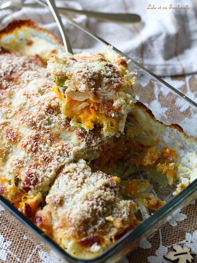Gratin de ravioles au butternut & parmesan recette gratin ravioles butternut, Gratin de pâtes ravioles, recette gratin ravioles, recette avec ravioles du dauphiné et legumes