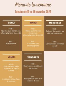 Menu de la semaine du 10 au 14 novembre,menu de la semaine,menu de la semaine à imprimer,menu de la semaine famille,menu de la semaine équilibré,idées repas,idées repas soir,idées repas automne,idées repas rapide,idées repas semaine,planning repas semaine famille,planning repas semaine à imprimer,planning repas,Menu de saison novembre,Menu familial facile,plat familial facile et rapide,plat familial facile a rechauffer,plat familial facile au four,plat familial facile et pas cher,menu familial simple