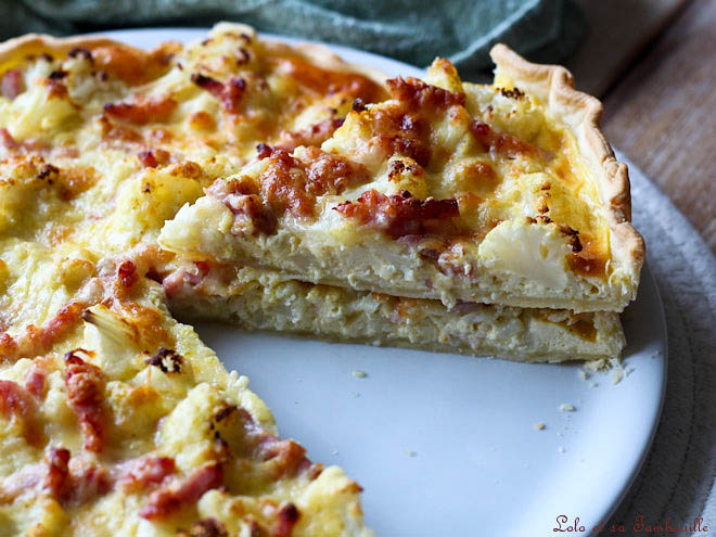 Tarte au chou-fleur,tarte au chou fleur et lardons,tarte au chou fleur recette,tarte chou-fleur bacon,tarte chou fleur bacon,tarte chou fleur lardons,tarte au chou-fleur bacon et curry,recette tarte chou-fleur légère,idée repas avec chou-fleur,recette avec chou fleur healthy,idee recette avec chou fleur,tarte salée légumes et bacon,tarte légère et complète,recette facile chou-fleur au four,recette facile chou fleur au four