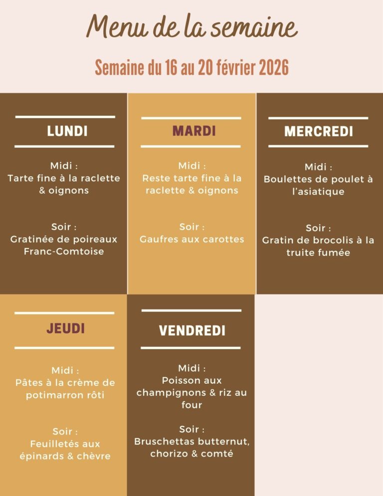 Menu de la semaine du 16 au 20 février 2026,Menu de la semaine du 16 au 20 février,Menu de la semaine,menu de la semaine à imprimer,menu de la semaine famille,menu de la semaine équilibré,menu semaine,menu semaine équilibré,menu semaine famille 4 personnes,menu semaine famille,idée menu semaine équilibré,idée menu semaine hiver,idée menu semaine simple,idée menu semaine,idée menu semaine famille,idée menu semaine pas cher,recette menu semaine,recette menu semaine famille,recette menu semaine équilibré,idée menu semaine simple pas cher