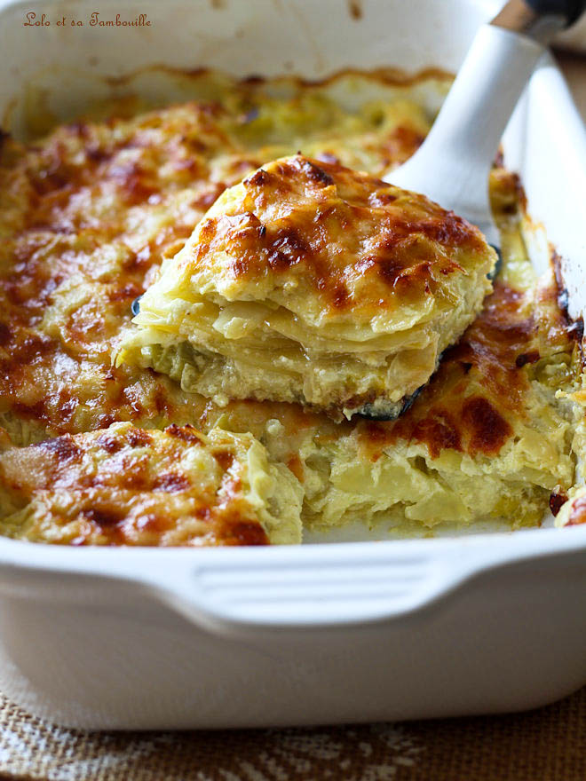 Gratin de pommes de terre aux poireaux recette gratin de pommes de terre aux poireaux, gratin poireaux pommes de terre, gratin pommes de terre creme liquide, gratin pomme de terre fondue de poireaux