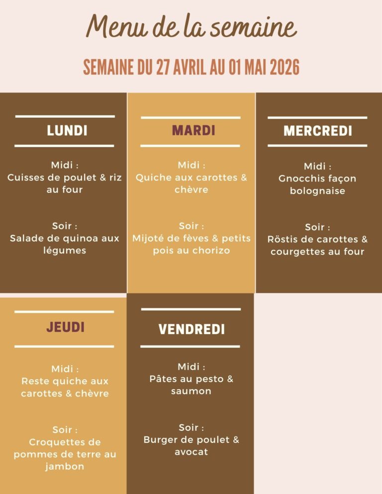 Menu de la semaine du 27 avril au 01 mai 2026,menu semaine avril mai,menu hebdomadaire facile,menu semaine facile et rapide équilibré,menu semaine facile et rapide mai,menu semaine facile,menu semaine facile et pas cher,menu semaine facile et rapide pas cher,menu semaine famille,menu semaine famille 4 personnes pas cher,menu semaine famille pas cher,menu semaine famille 4 personnes,menu semaine famille equilibre,menu de la semaine du 27 avril au 01 mai,idées repas du 27 avril au 01 mai,menu semaine fin avril début mai,menu semaine facile et équilibré,menu semaine simple et équilibré,menu facile et équilibré,menu de la semaine rapide et sain,menu rapide et équilibré,menu semaine rapide et équilibré,menu semaine maison,organisation repas semaine avril mai,menu semaine recettes faciles,menu semaine recette facile