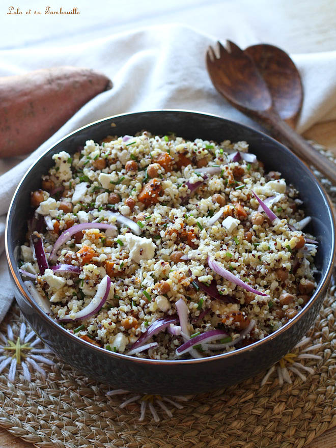 Salade de quinoa aux pois chiches, patates douces rôties & feta Salade de quinoa aux pois chiches, salade quinoa patate douce feta, salade quinoa feta, quinoa pois chiches, salade quinoa patates douces pois chiches feta, recette salade quinoa saine et gourmande, recette salade quinoa patates douces feta, recette salade quinoa pois chiche feta