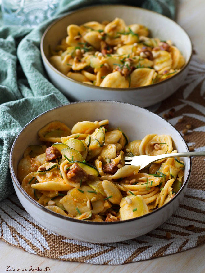 Pâtes aux courgettes & chorizo recette pâtes chorizo, recette courgettes chorizo parmesan, recette rapide aux courgettes et chorizo