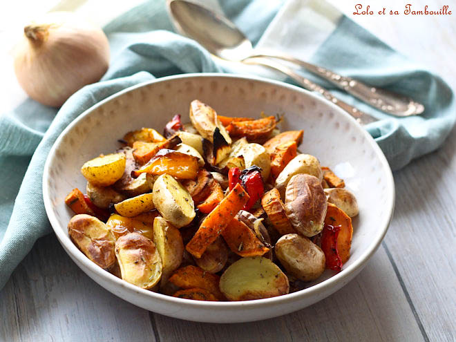 légumes rotis au four,pommes de terre et patates douces rôties au four,pommes de terre patates douces et poivrons rôtis au four,recette légumes rôtis aux épices cajun,légumes rôtis sur tapis Crispy Ohra Guy Demarle,pomme de terre grenaille et patate douce au four,légumes de saison au four,légumes de saison rotis au four,legumes de saison rotis,accompagnement barbecue été,accompagnement grillades été
