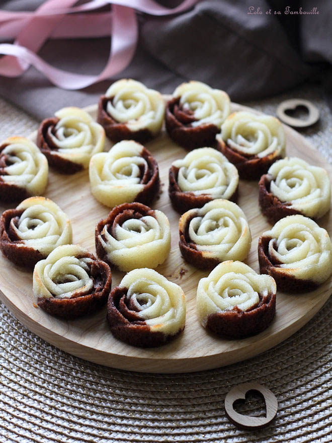 Financiers marbrés Financiers marbrés, moule 15 Mini Roses Ohra Guy Demarle, recette avec des blancs d'œufs, petit gâteaux simple et rapide à faire