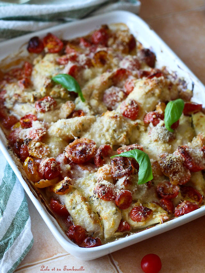 Aiguillettes de poulet aux tomates cerises filet de poulet aux tomates cerises, aiguillette de poulet tomate cerise, recette aiguillettes de poulet, escalope de poulet au four recette, aiguillettes de poulet moutarde et parmesan, poulet aux tomates cerises et parmesan